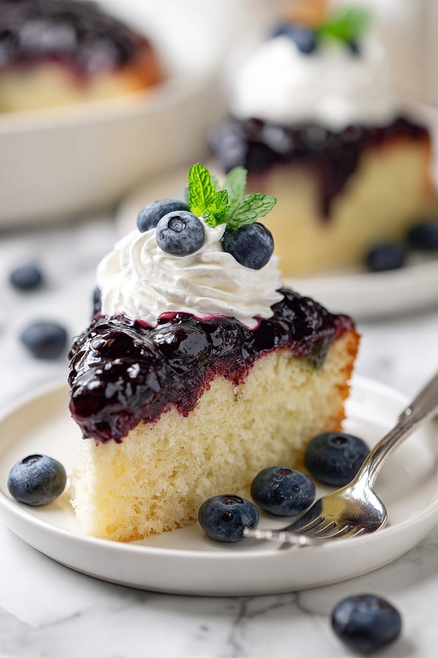 Blueberry Upside Down Cake - Serving Suggestion